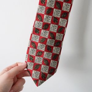 Vintage Dior Men's Silk Checkered Tie - red, green and white